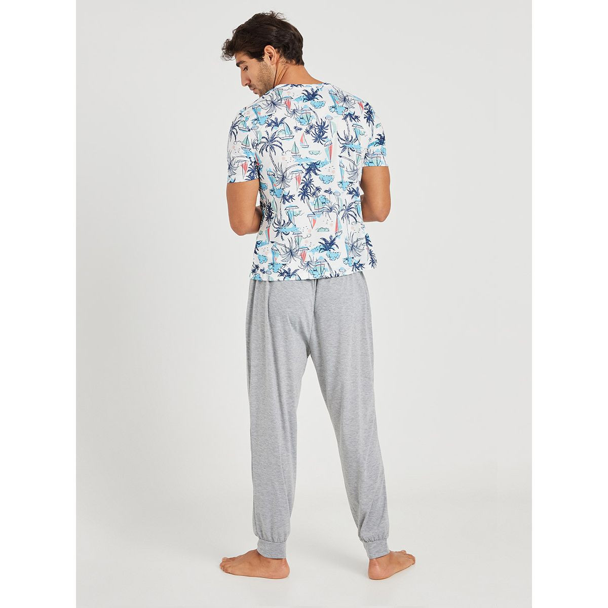 طقم من ( بنطال بخصر مطاطي + تيشيرت ) من ستايلي-men-clothing-nightwear-sets-image-4