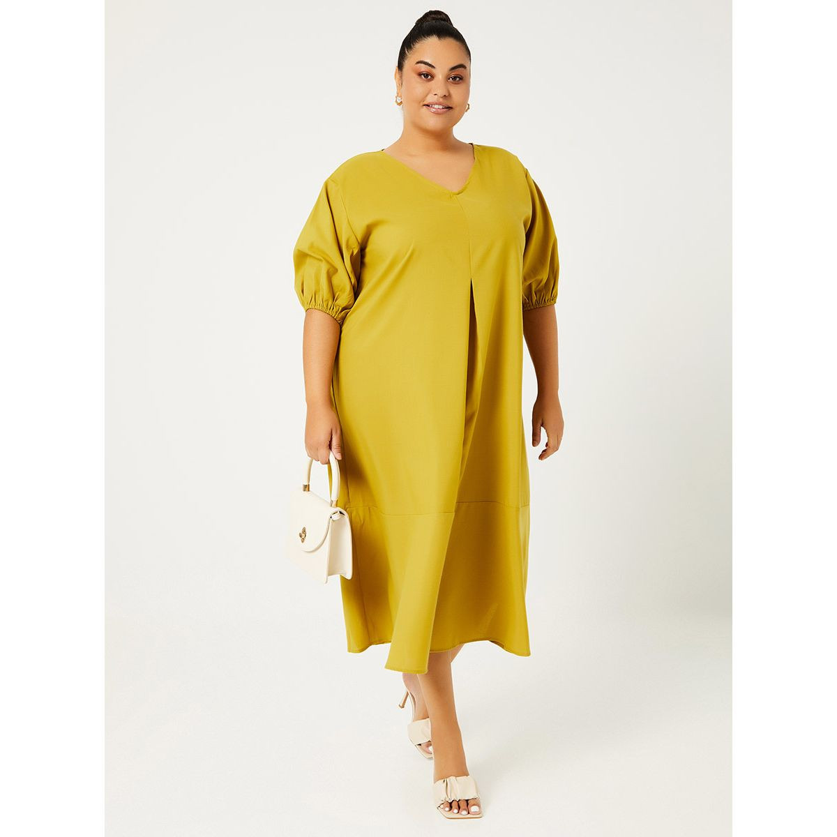 فستان ميدي باكمام منفوشة من ستايلي-women-clothing-dresses-image-1