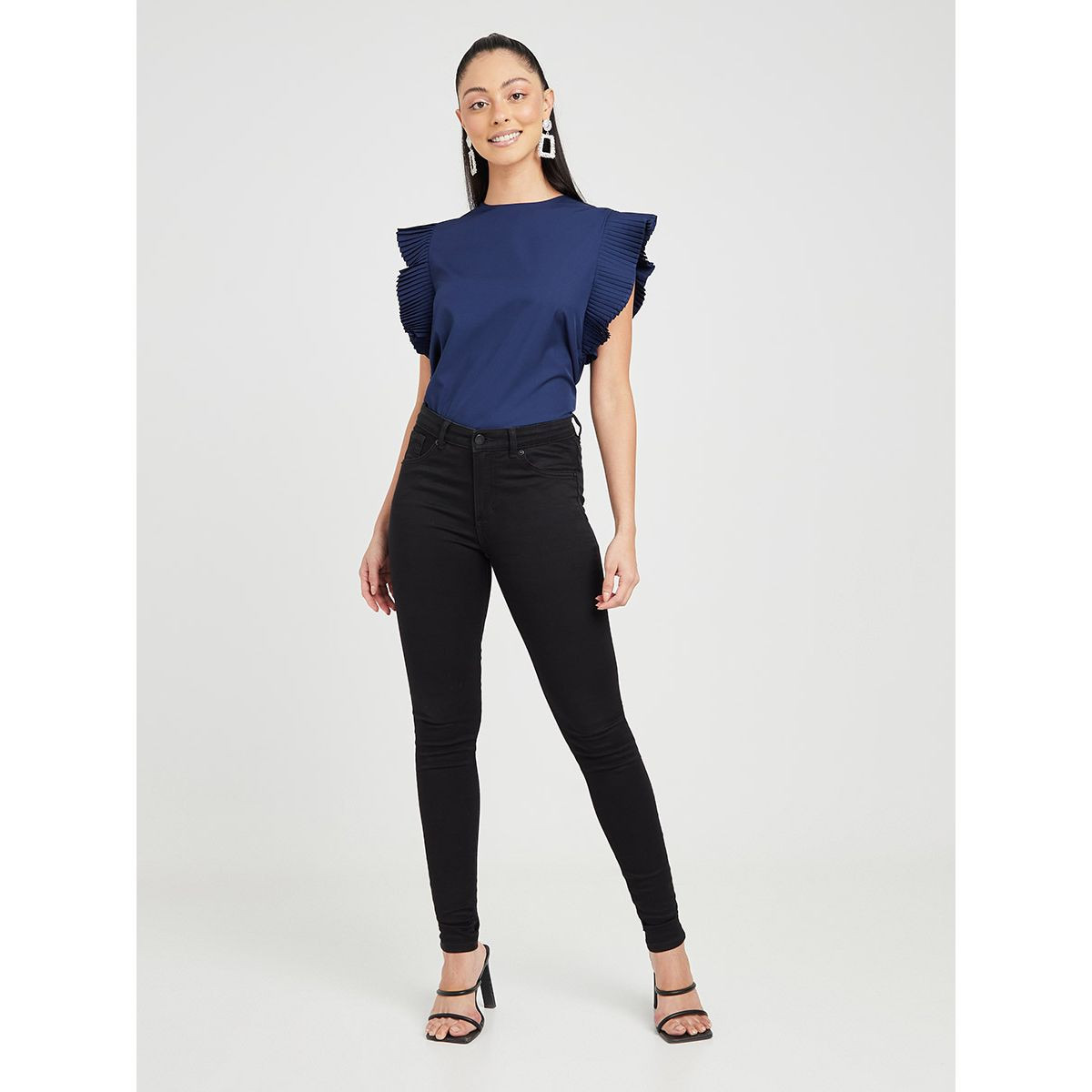 Styli Pleated Sleeves Round Neck Top-women-clothing-shirtsandblouses-blouses-image-2