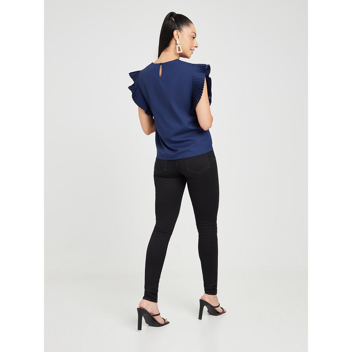 Styli Pleated Sleeves Round Neck Top-women-clothing-shirtsandblouses-blouses-image-4