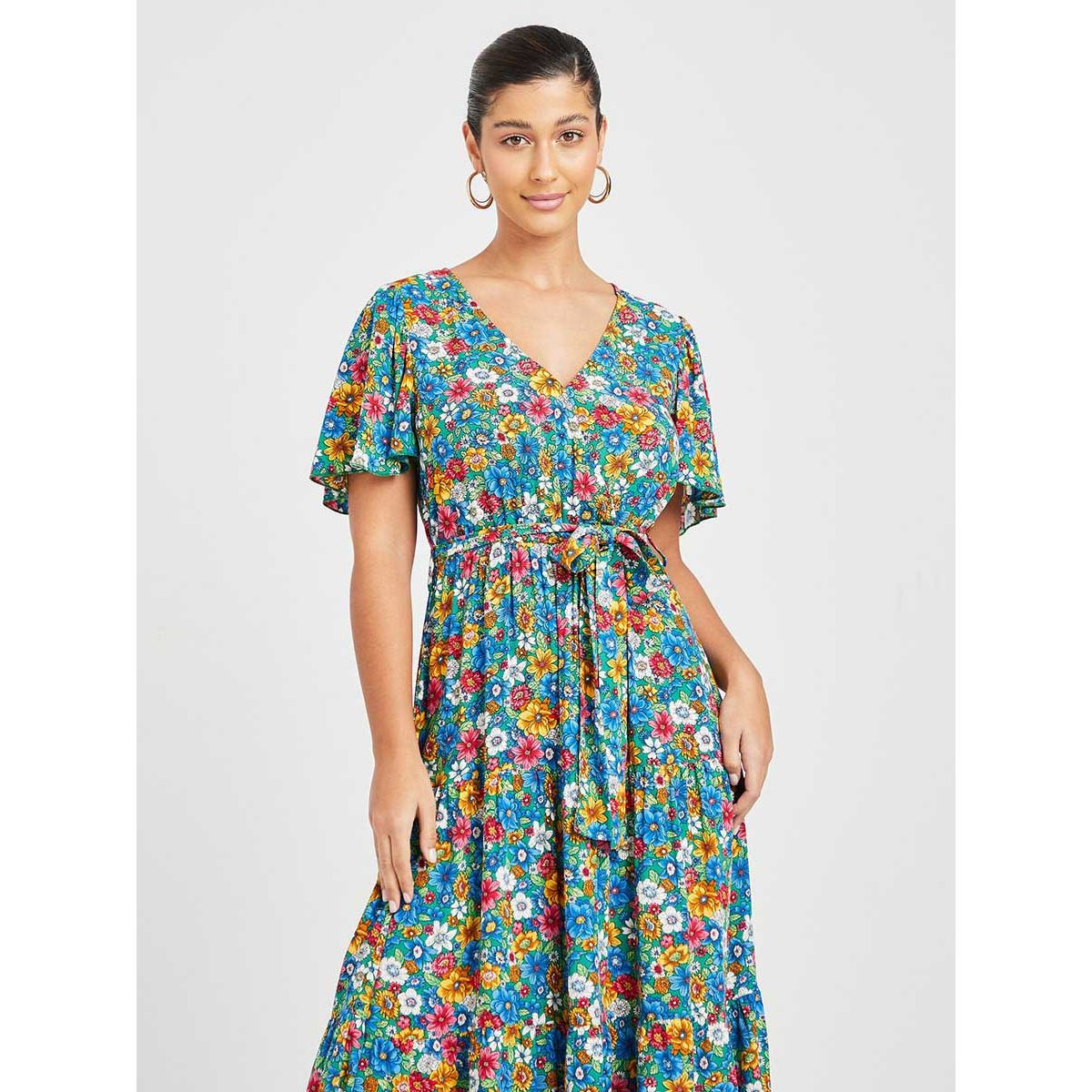 فستان ميدي باكمام قصيرة من ستايلي-women-clothing-dresses-image-2