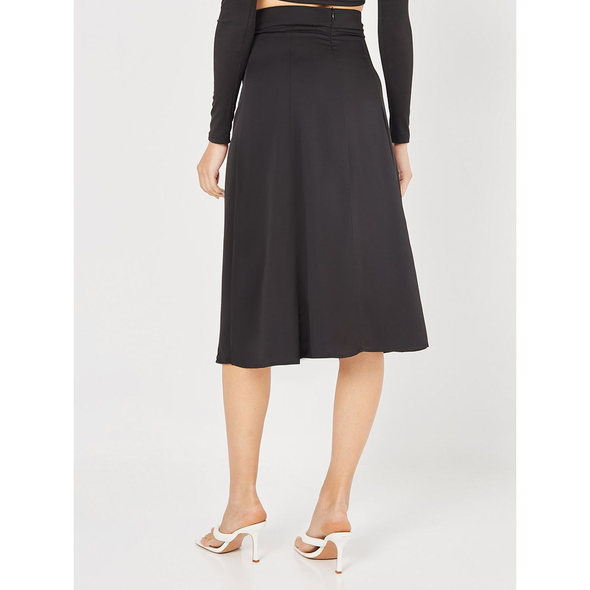 Styli Woven A-Line Midi Skirt with Zip Closure-women-clothing-skirts-image-4
