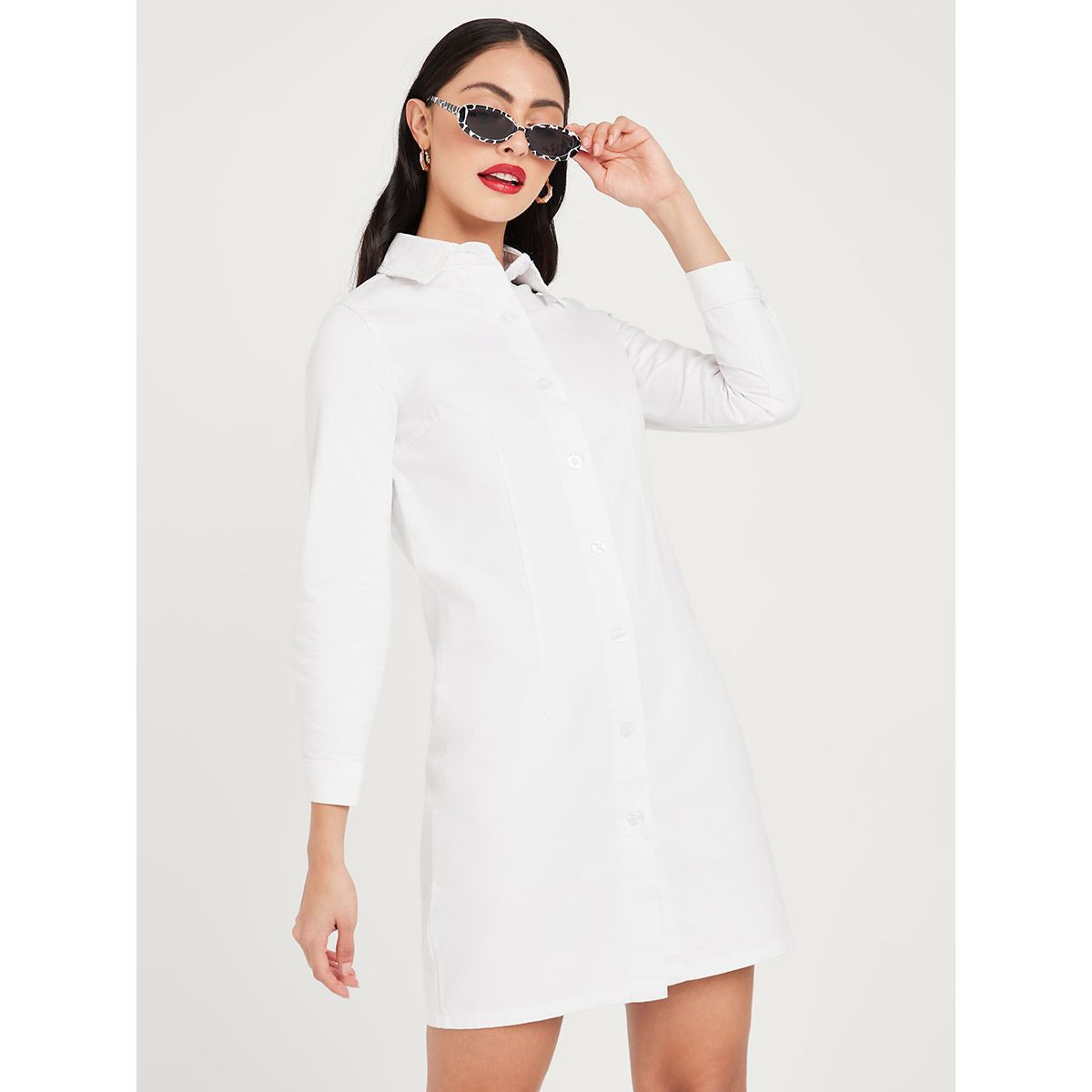 Styli Long Sleeves Collared Mini Shirt Dress-women-clothing-dresses-image-1