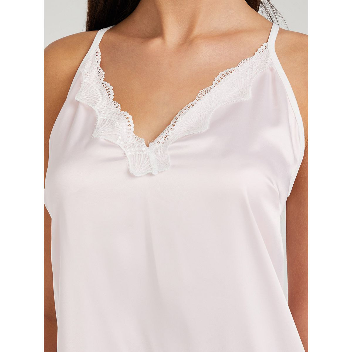 Styli Non Padded Non Wired Contrast Lace Detail Satin Slip Dress and Thong-women-clothing-lingerie-babydollsandbodysuits-image-2