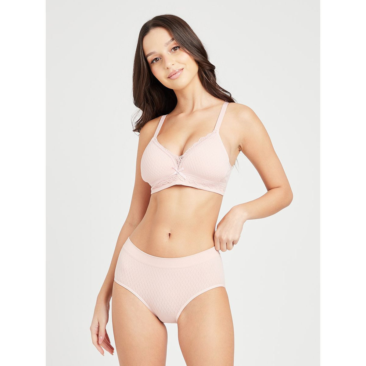 Styli Padded Non Wired Rib Lace Trim T-shirt Bra and Short Set-women-clothing-lingerie-lingeriesets-image-1