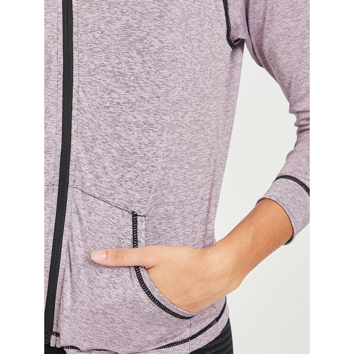 Styli Contrast Stitch Detail Zip Up Active Hoodie-sports-women-clothing-tshirtsandvests-image-4