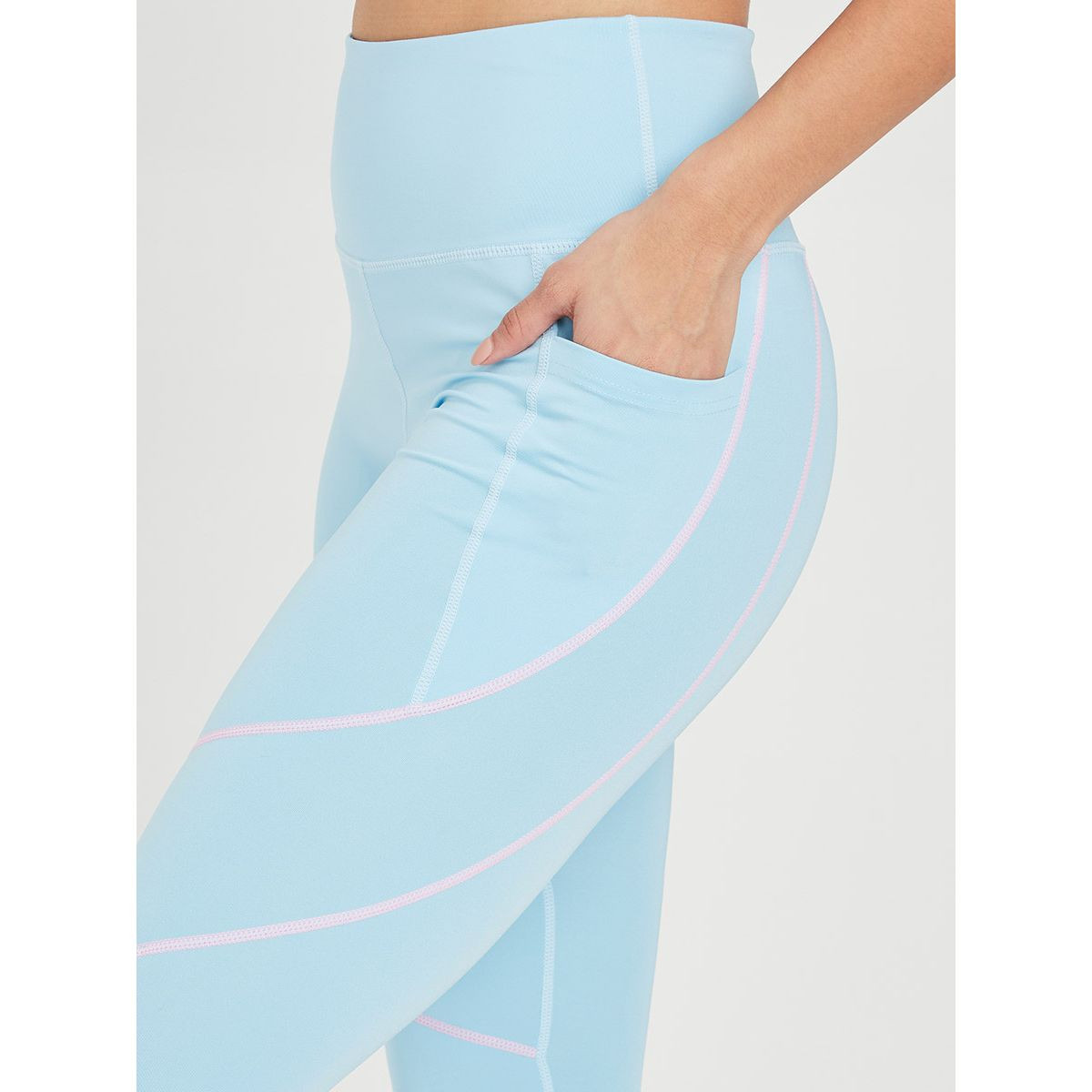 Styli Contrast Stitch Detail Full Length Activewear Leggings-women-clothing-sportswearandactivewear-bottoms-image-3
