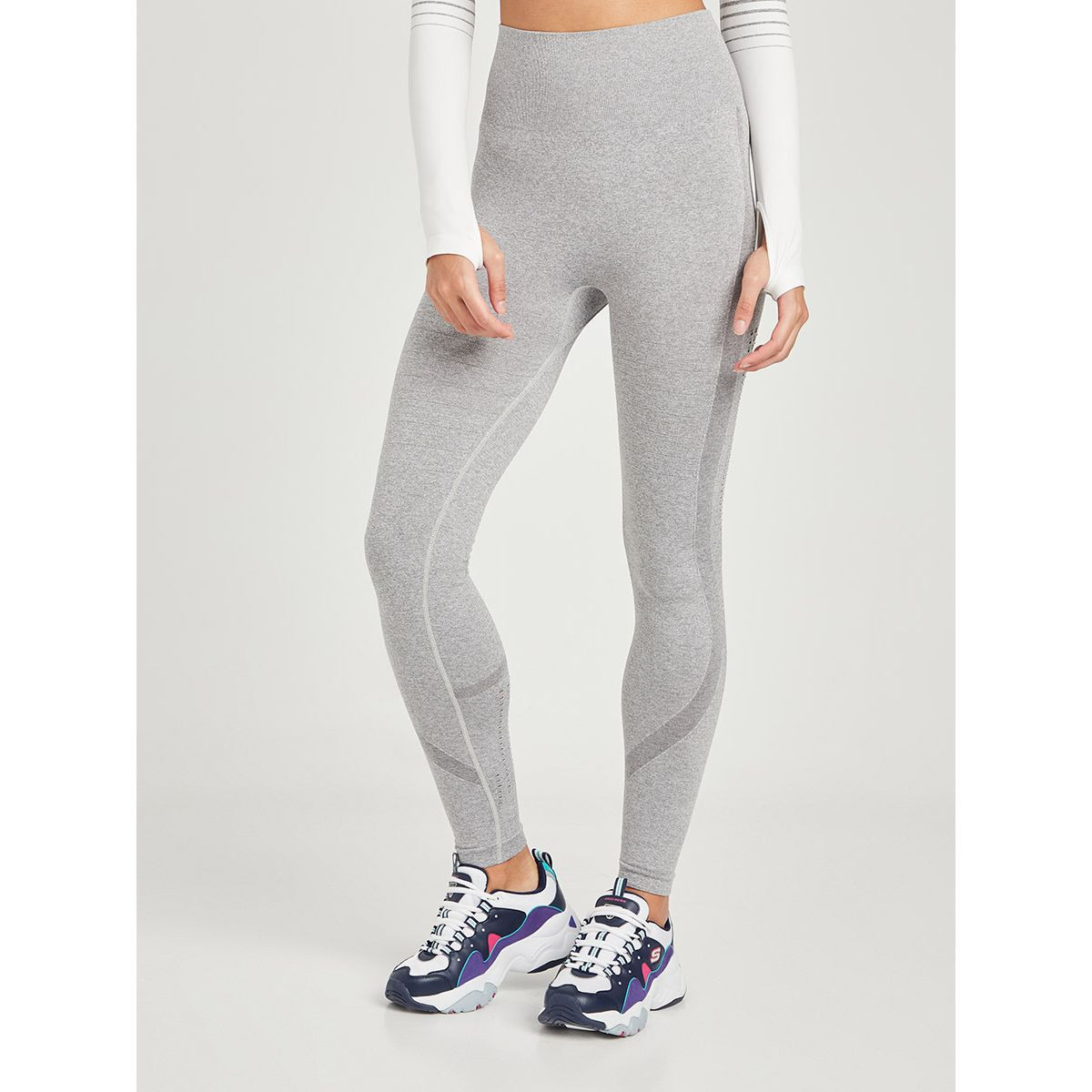 Styli Laser Hole Tonal Contrast Detail Active Leggings-women-clothing-sportswearandactivewear-bottoms-image-1