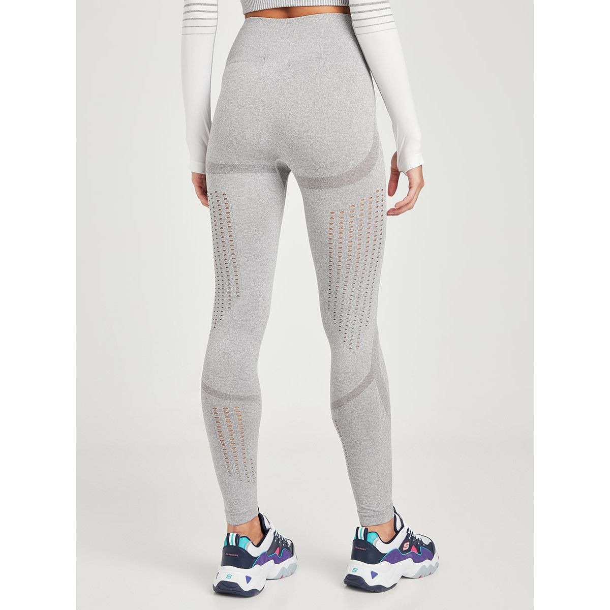 Styli Laser Hole Tonal Contrast Detail Active Leggings-women-clothing-sportswearandactivewear-bottoms-image-4