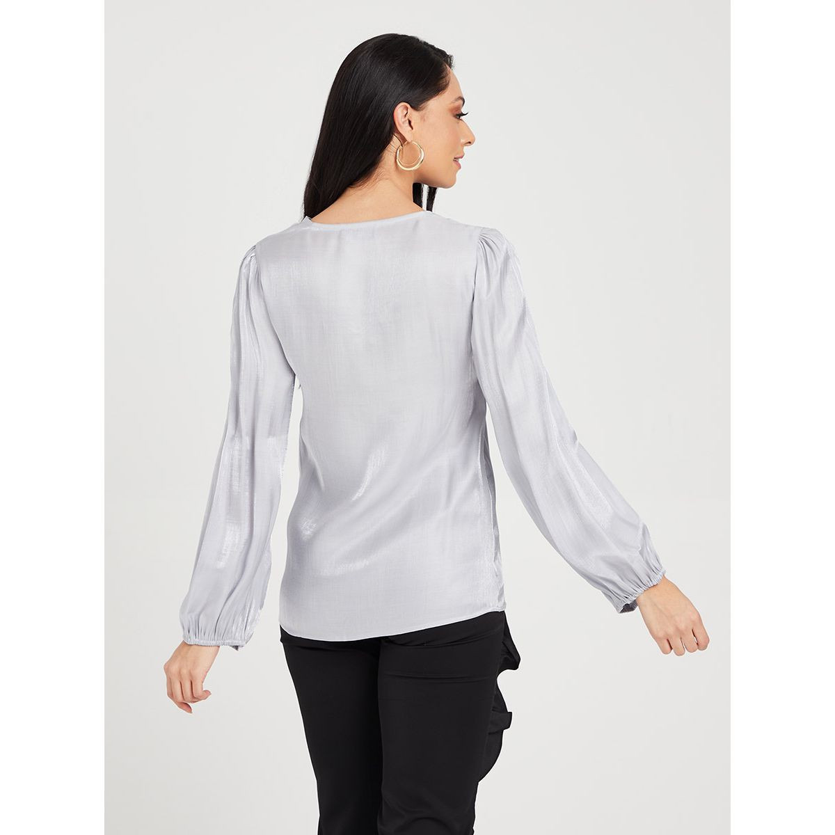 بلوزة طويلة باكمام بالون من ستايلي-women-clothing-shirtsandblouses-blouses-image-5