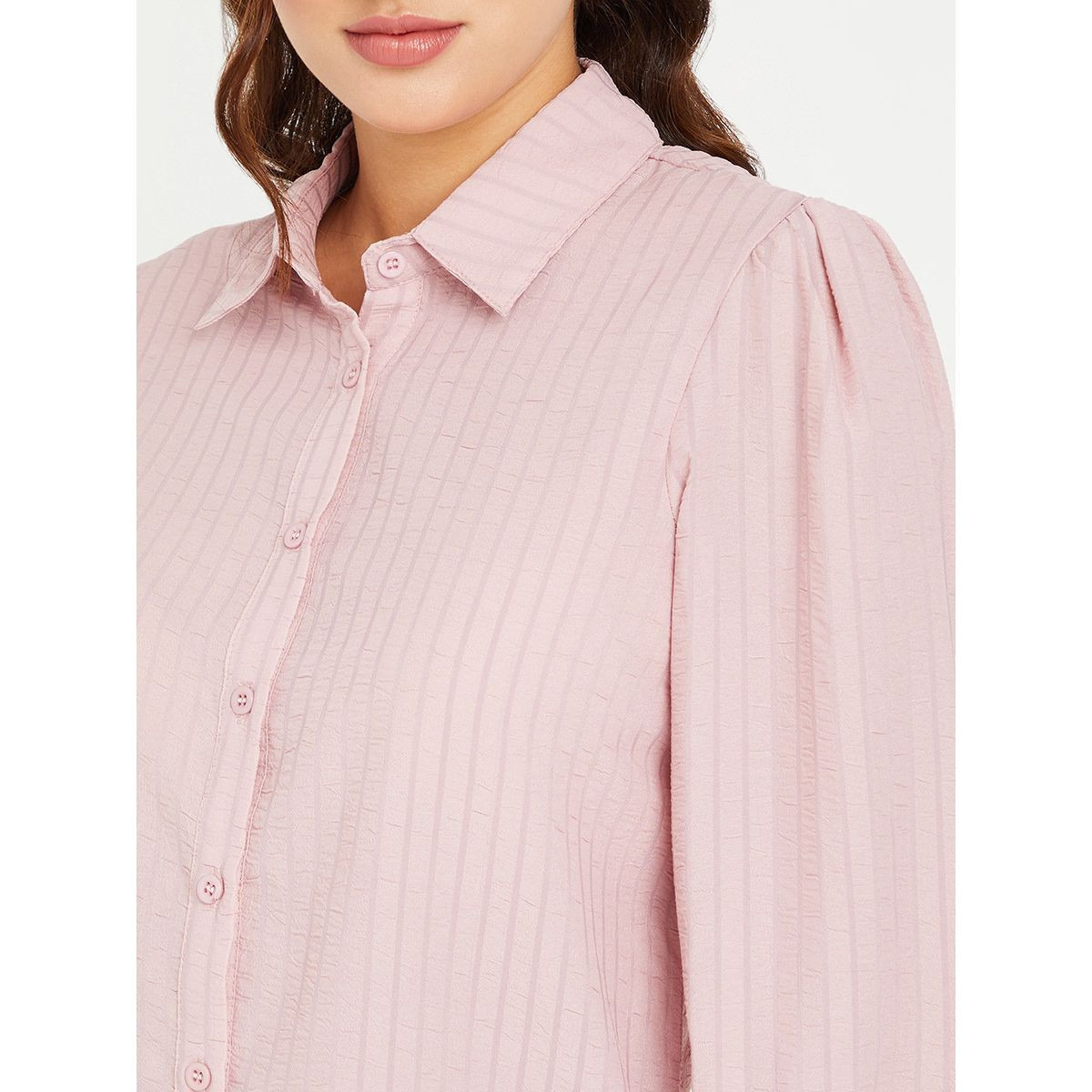 Styli Long Volume Sleeves Striped Boxy Fit Shirt with Button Closure-women-clothing-shirtsandblouses-blouses-image-4