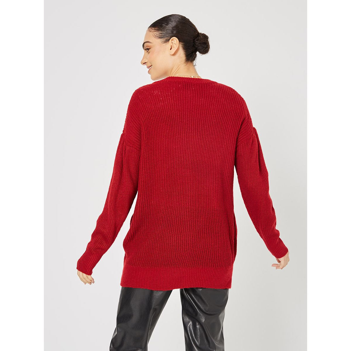 Styli Longline Chunky Knitted Button Down Cardigan-women-winterwear-cardigansandjumpers-cardigans-image-5