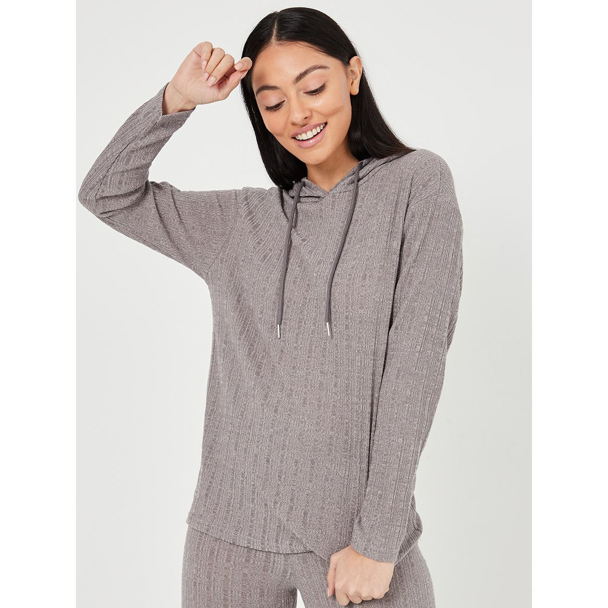 Styli Textured Wide Rib Hoodie and Leggings Lounge Set-women-clothing-nightwear-pyjamas-longsets-image-2