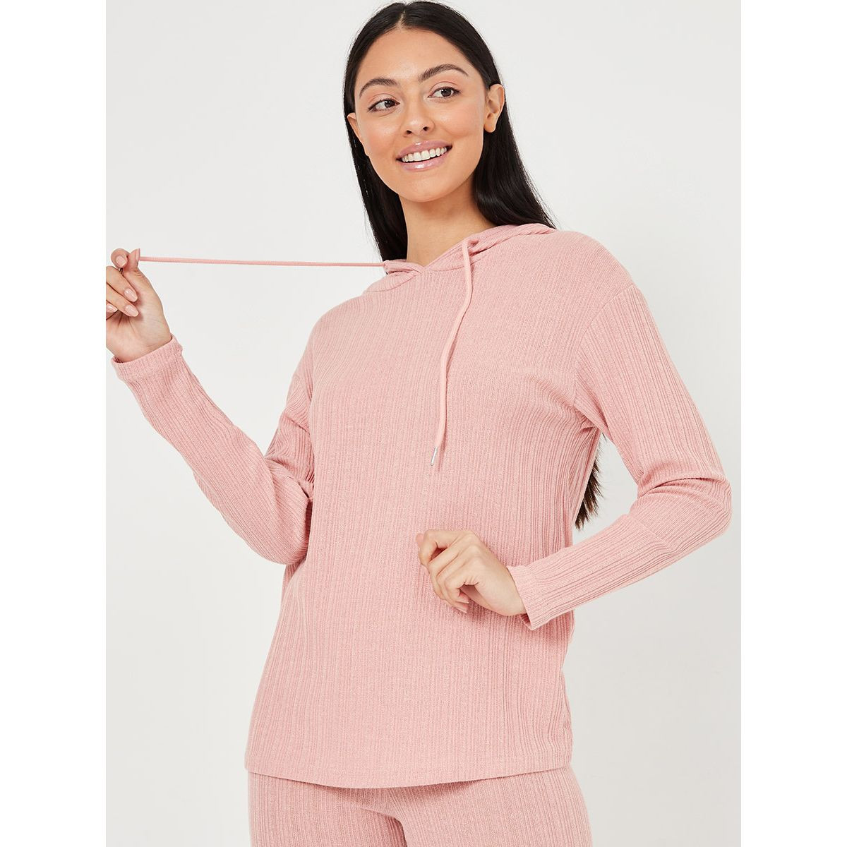 Styli Textured Wide Rib Hoodie and Leggings Lounge Set-women-clothing-nightwear-pyjamas-longsets-image-2