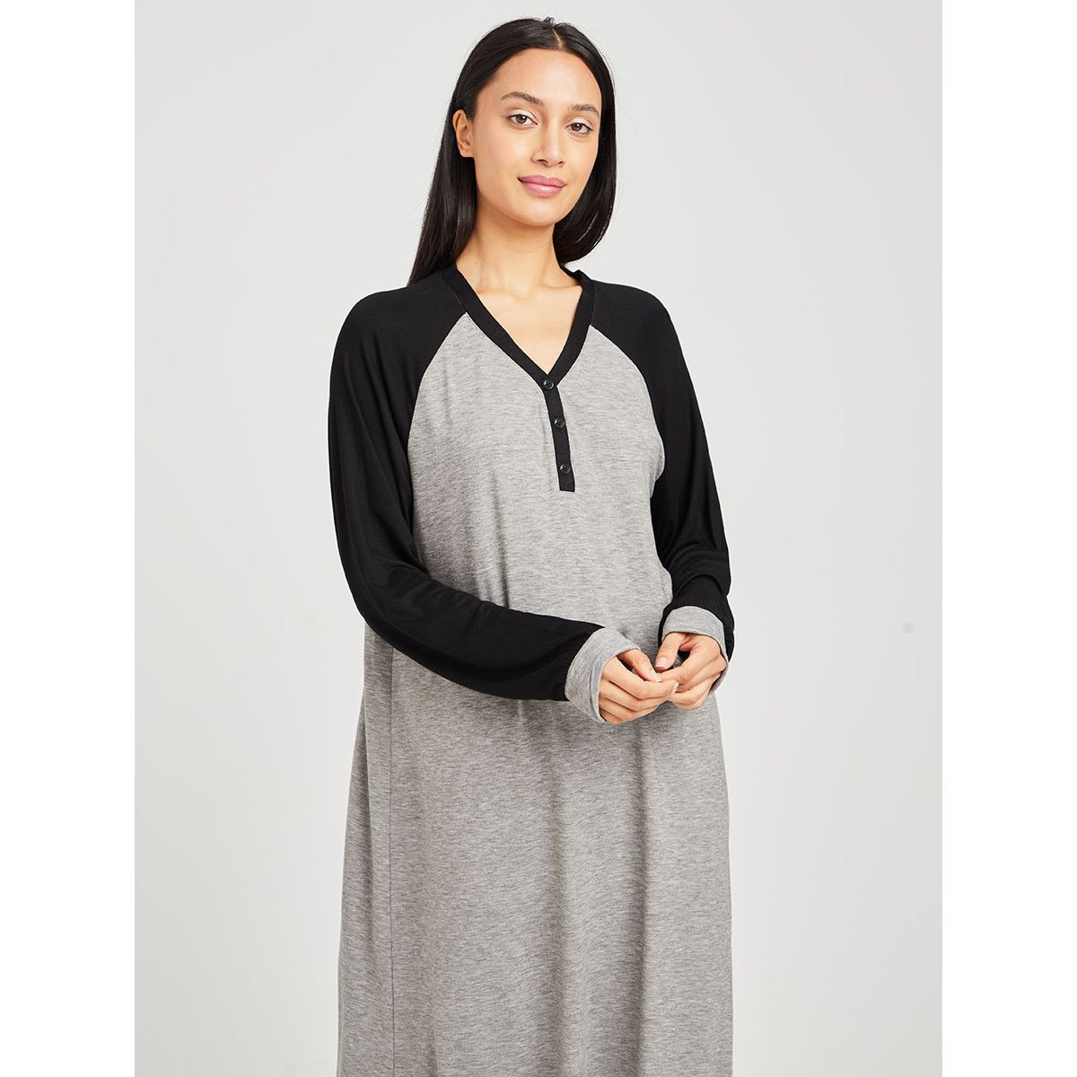 فستان طويل باكمام ريجلان من ستايلي-women-clothing-nightwear-nighties-image-2