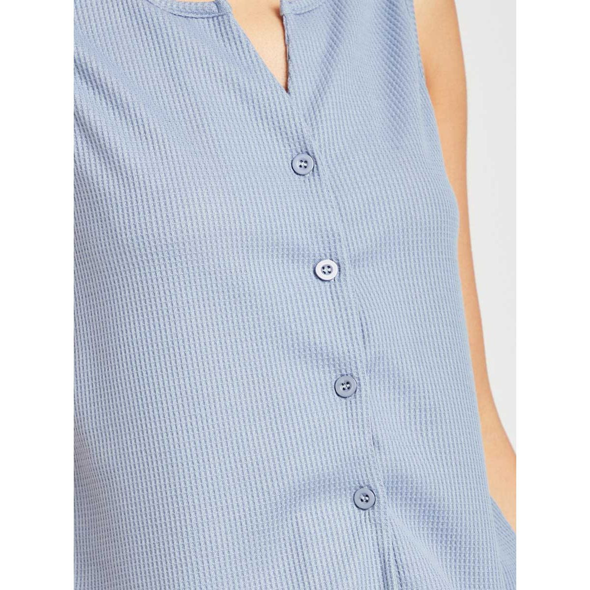 Styli Button Through Rib Vest and Lettuce Hem Short Set-women-clothing-nightwear-pyjamas-longsets-image-4
