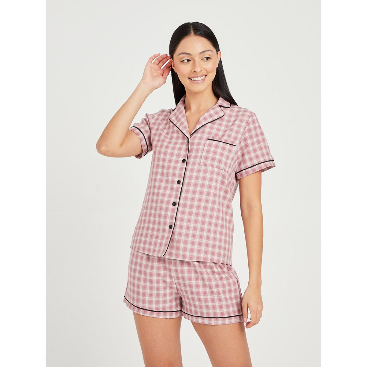 طقم من ( قميص + شورت ) من ستايلي-women-clothing-nightwear-pyjamas-longsets-image-1
