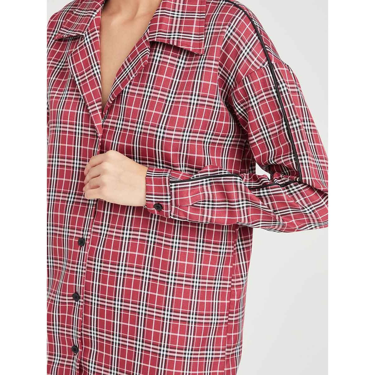 فستان مطبع بمربعات واكمام طويلة من ستايلي-women-clothing-nightwear-nighties-image-3