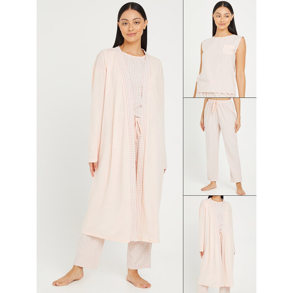 طقم من 3 ( بلوزة + بنطال + روب ) من ستايلي-women-clothing-nightwear-pyjamas-longsets-image-1