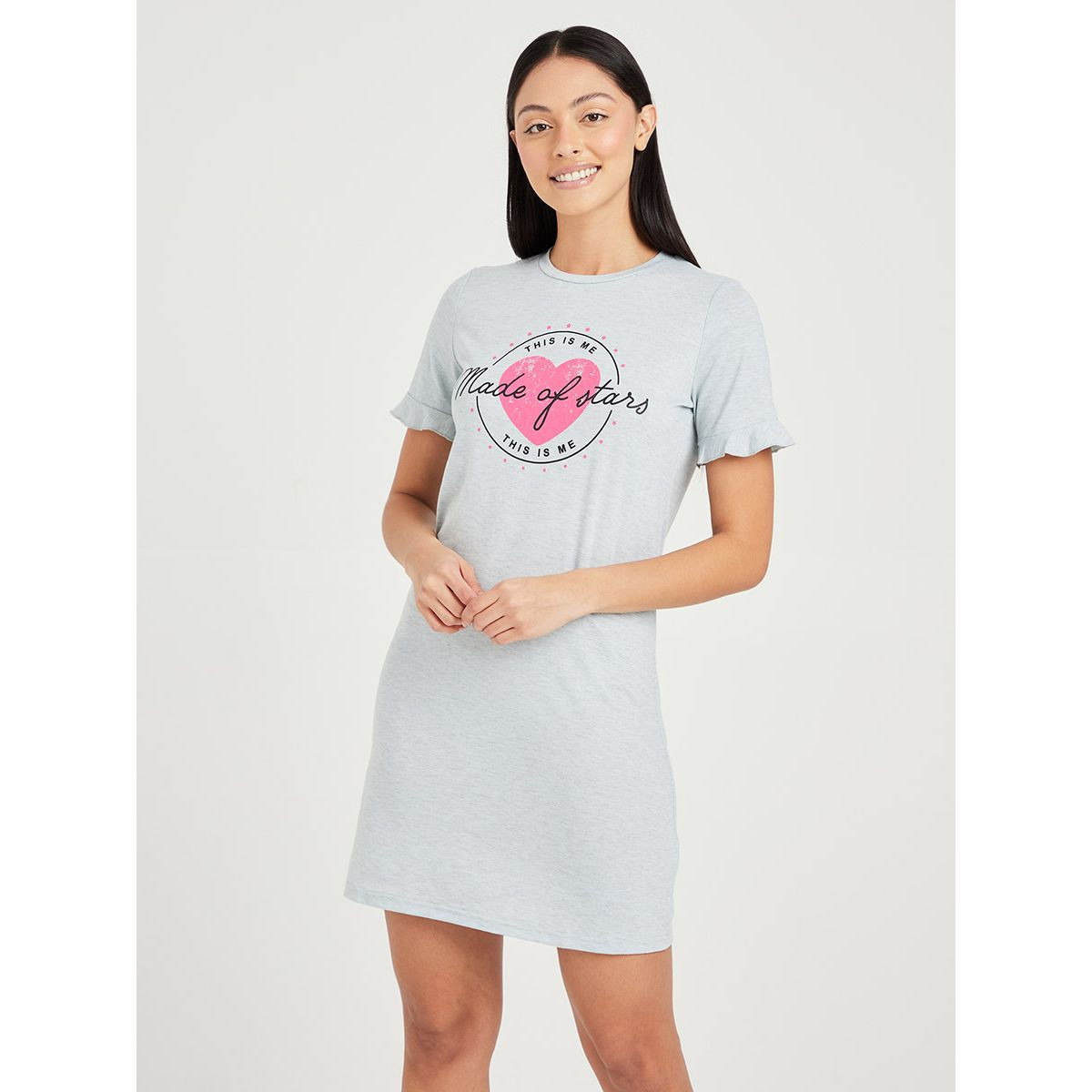 فستان باكمام قصيرة وكشكش من ستايلي-women-clothing-nightwear-nighties-image-1