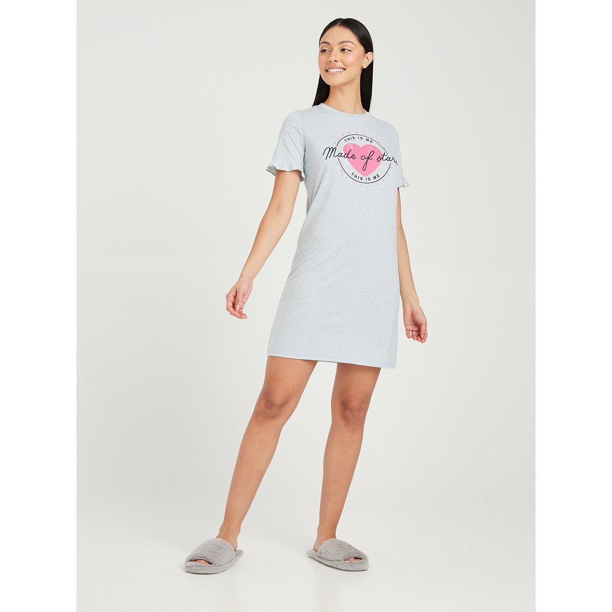 فستان باكمام قصيرة وكشكش من ستايلي-women-clothing-nightwear-nighties-image-2