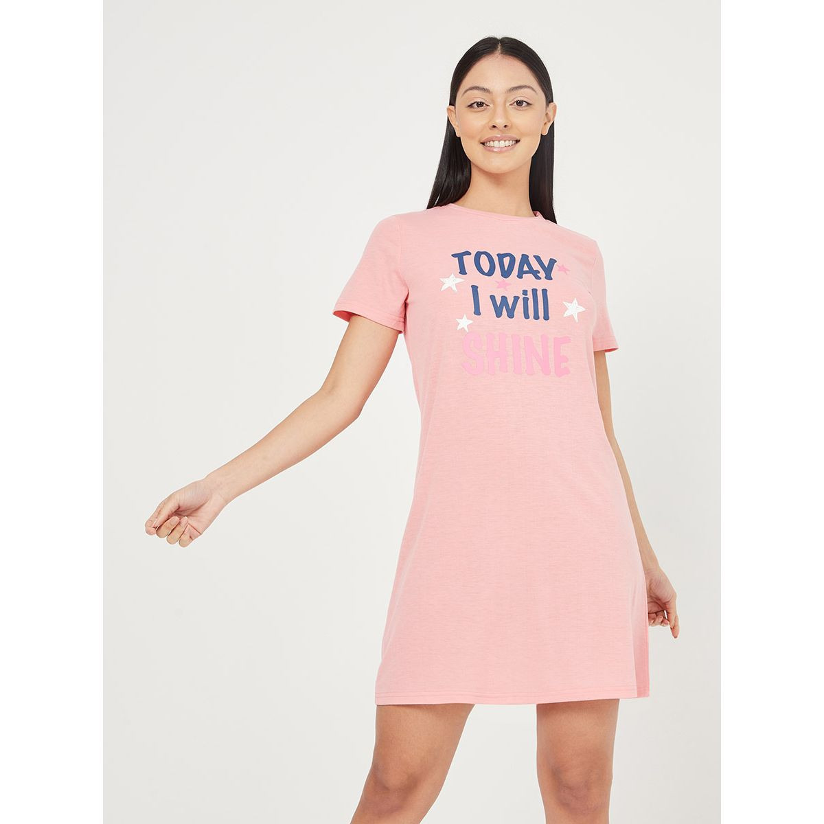مجموعة من 2 قميص نوم مطبع بشعار ونجوم من ستايلي-women-clothing-nightwear-nighties-image-5