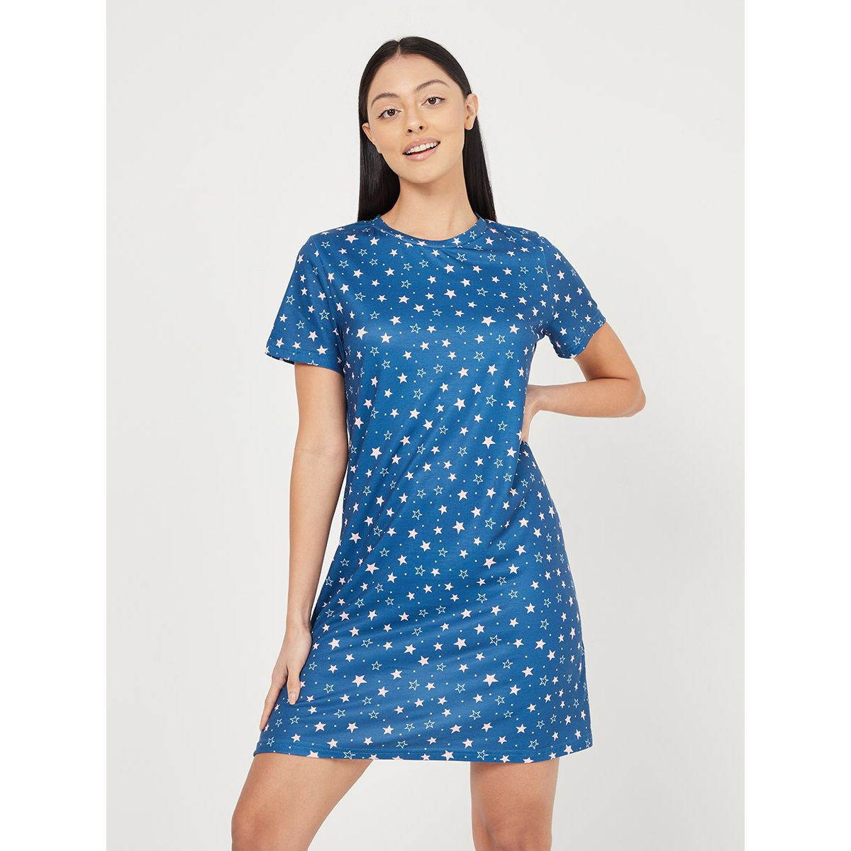 مجموعة من 2 قميص نوم مطبع بشعار ونجوم من ستايلي-women-clothing-nightwear-nighties-image-2