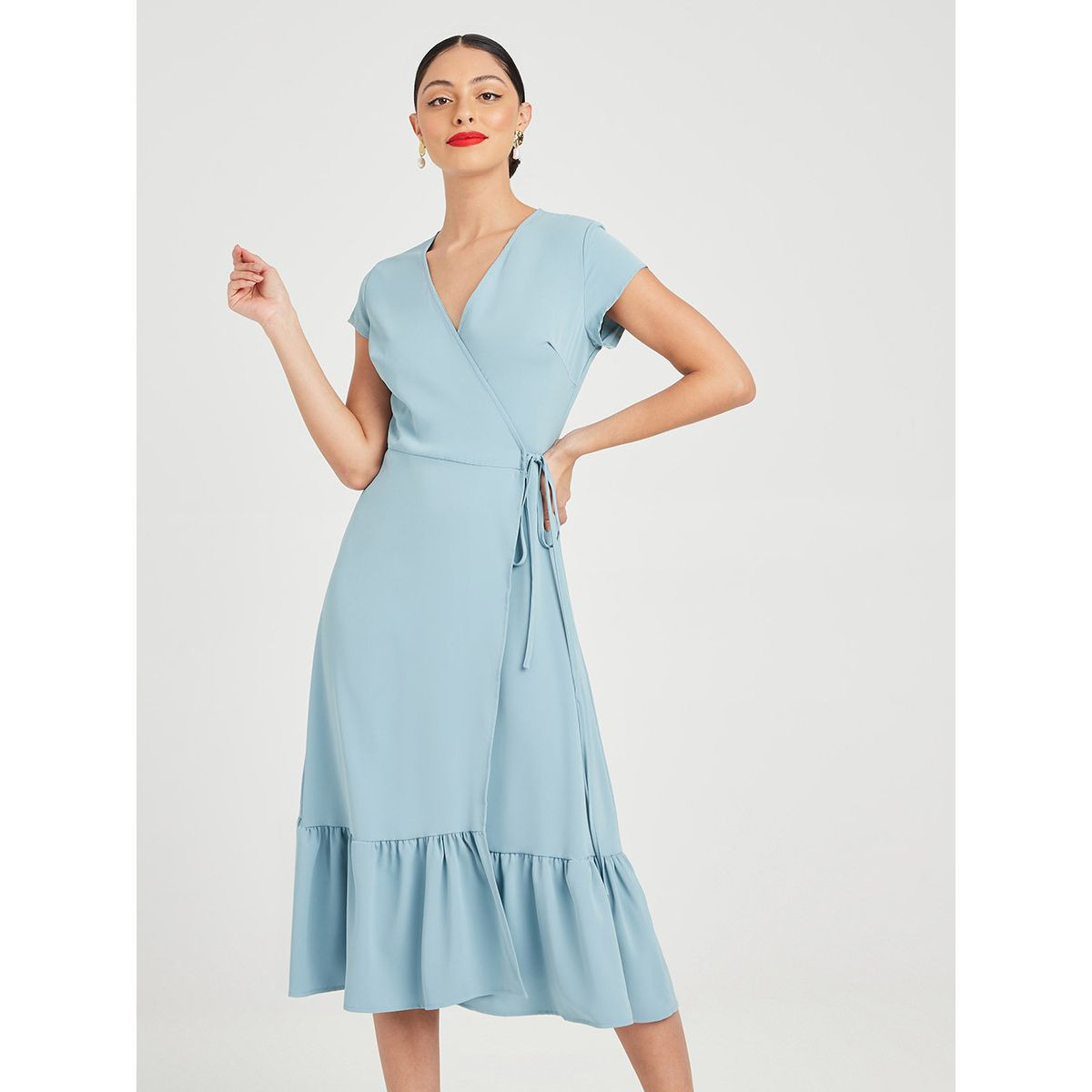 فستان ميدي بنمط لف من ستايلي-women-clothing-dresses-image-1