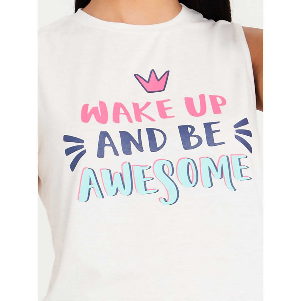 Styli Ruffle Hem Slogan Print Vest and Fairisle Straight Pyjama Set-women-clothing-nightwear-pyjamas-longsets-image-3