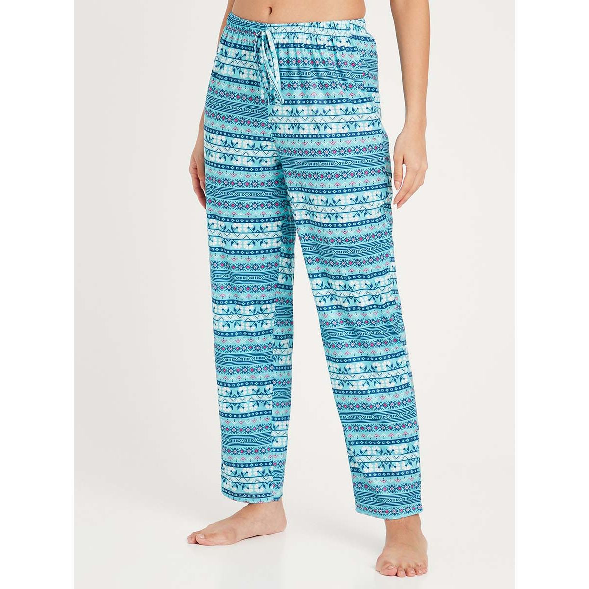 Styli Ruffle Hem Slogan Print Vest and Fairisle Straight Pyjama Set-women-clothing-nightwear-pyjamas-longsets-image-4