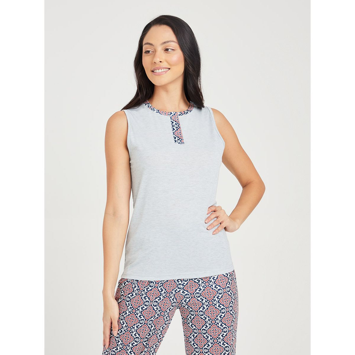 Styli Printed Placket Vest and Cuffed Pyjama Set-women-clothing-nightwear-pyjamas-longsets-image-2