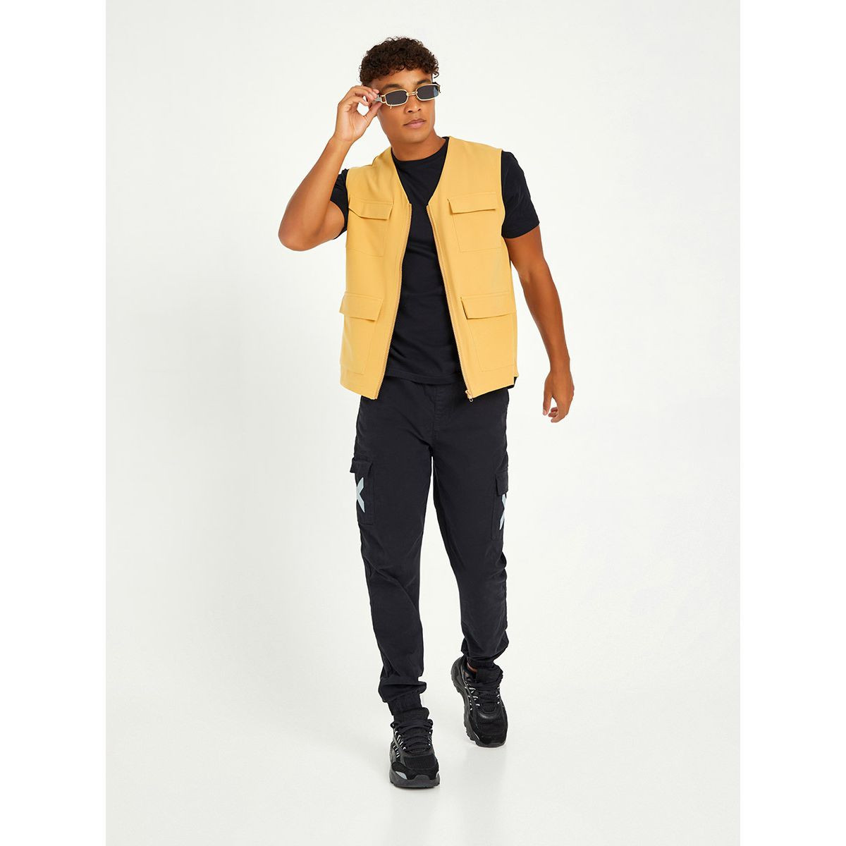 Styli Front Zipped Vest Jacket with Utility Pocket Detail-men-clothing-jacketsandblazers-jackets-image-2