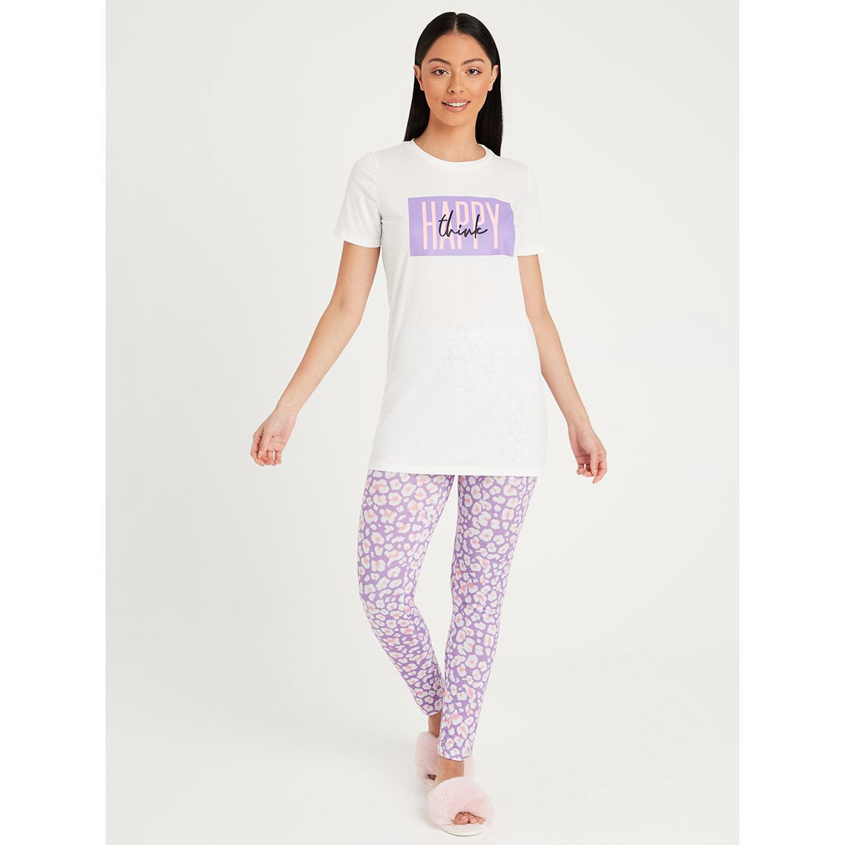 طقم بيجاما من ( ليقنز + تيشيرت ) من ستايلي-women-clothing-nightwear-pyjamas-longsets-image-1