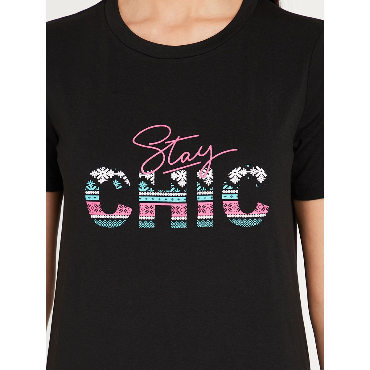Styli Chic Fairisle Print Longline T-shirt and Leggings Set-women-clothing-nightwear-pyjamas-longsets-image-3
