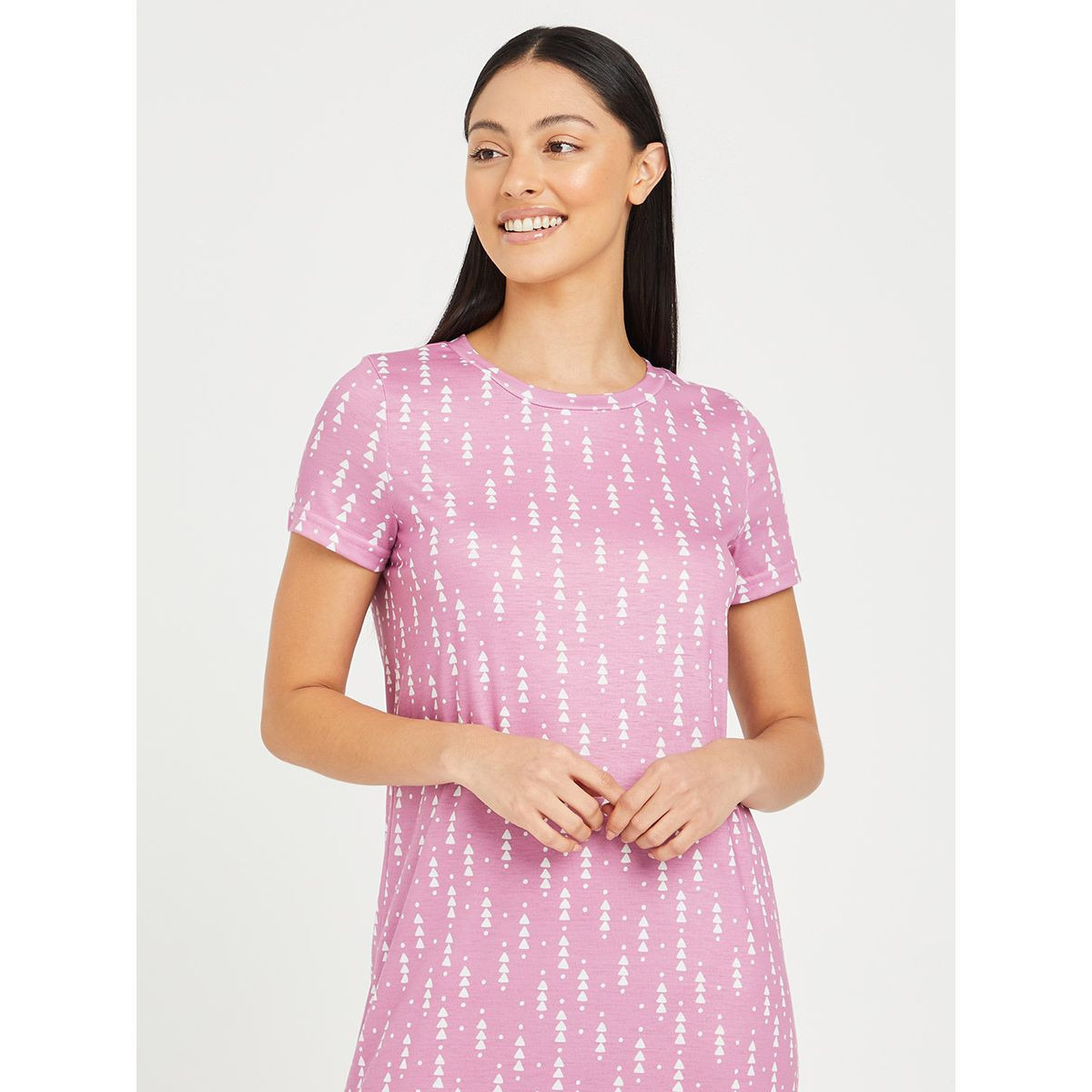 Styli Ditsy AOP Maxi Sleep T-shirt Dress-women-clothing-nightwear-nighties-image-2