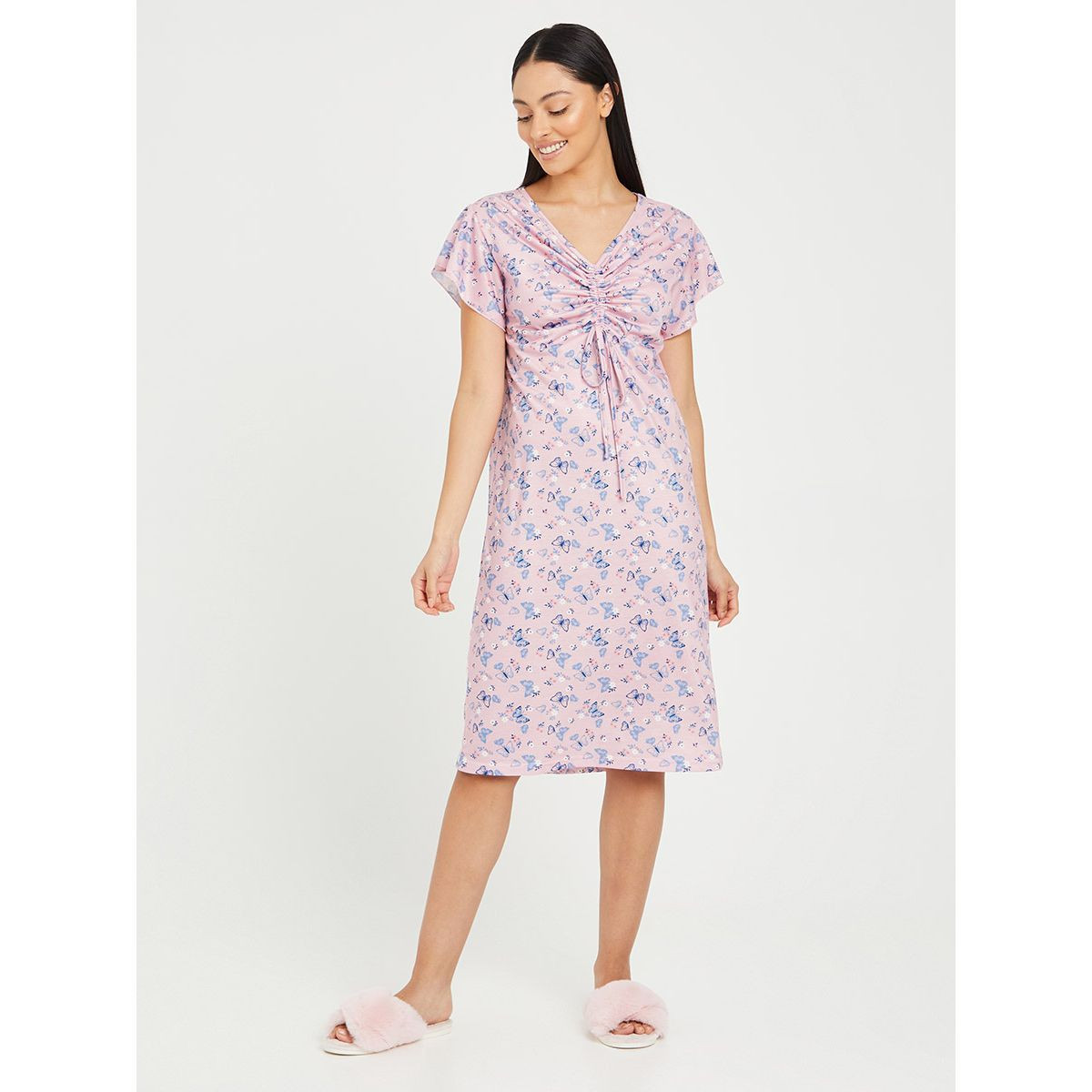 فستان ميدي باكمام قصيرة من ستايلي-women-clothing-nightwear-nighties-image-1