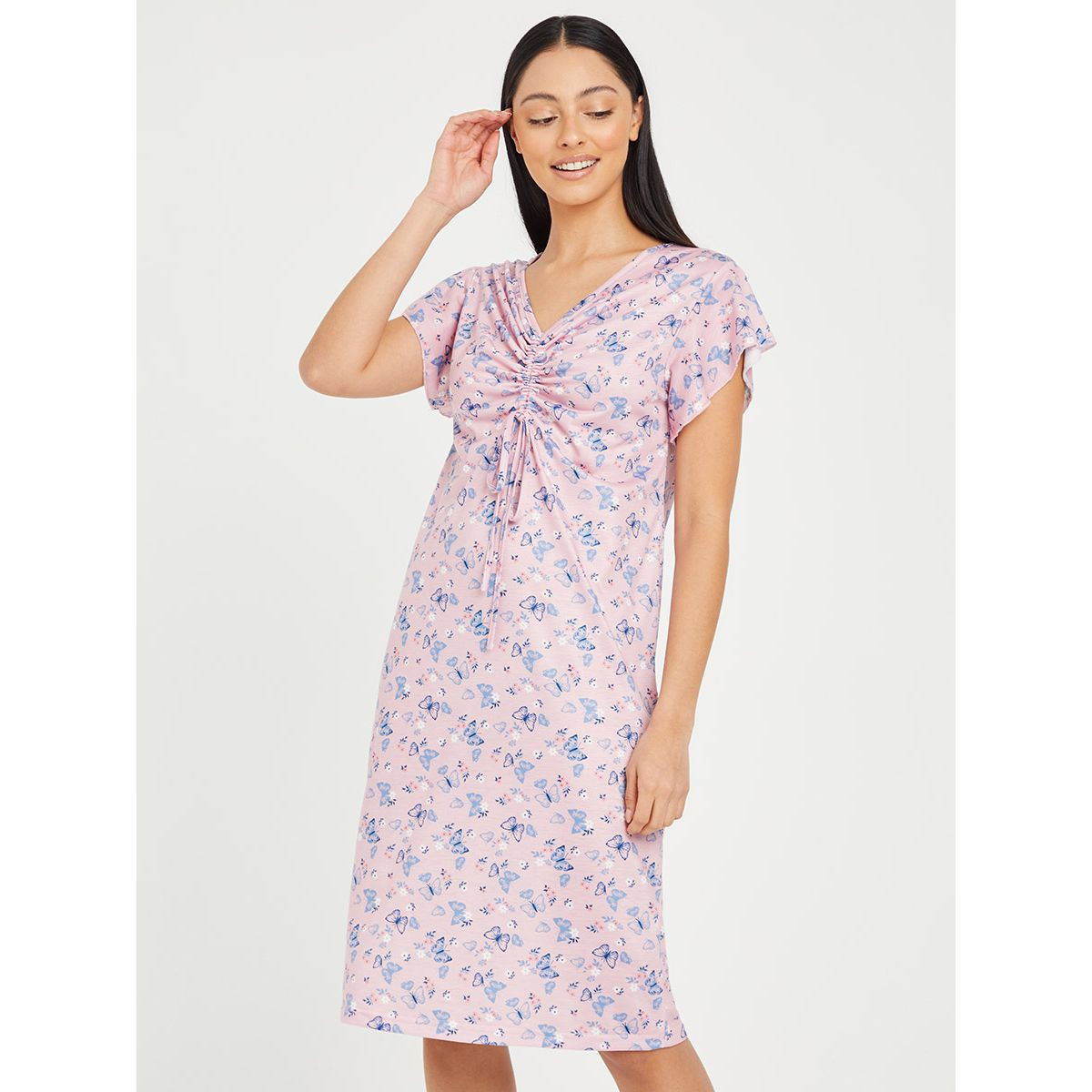 فستان ميدي باكمام قصيرة من ستايلي-women-clothing-nightwear-nighties-image-2
