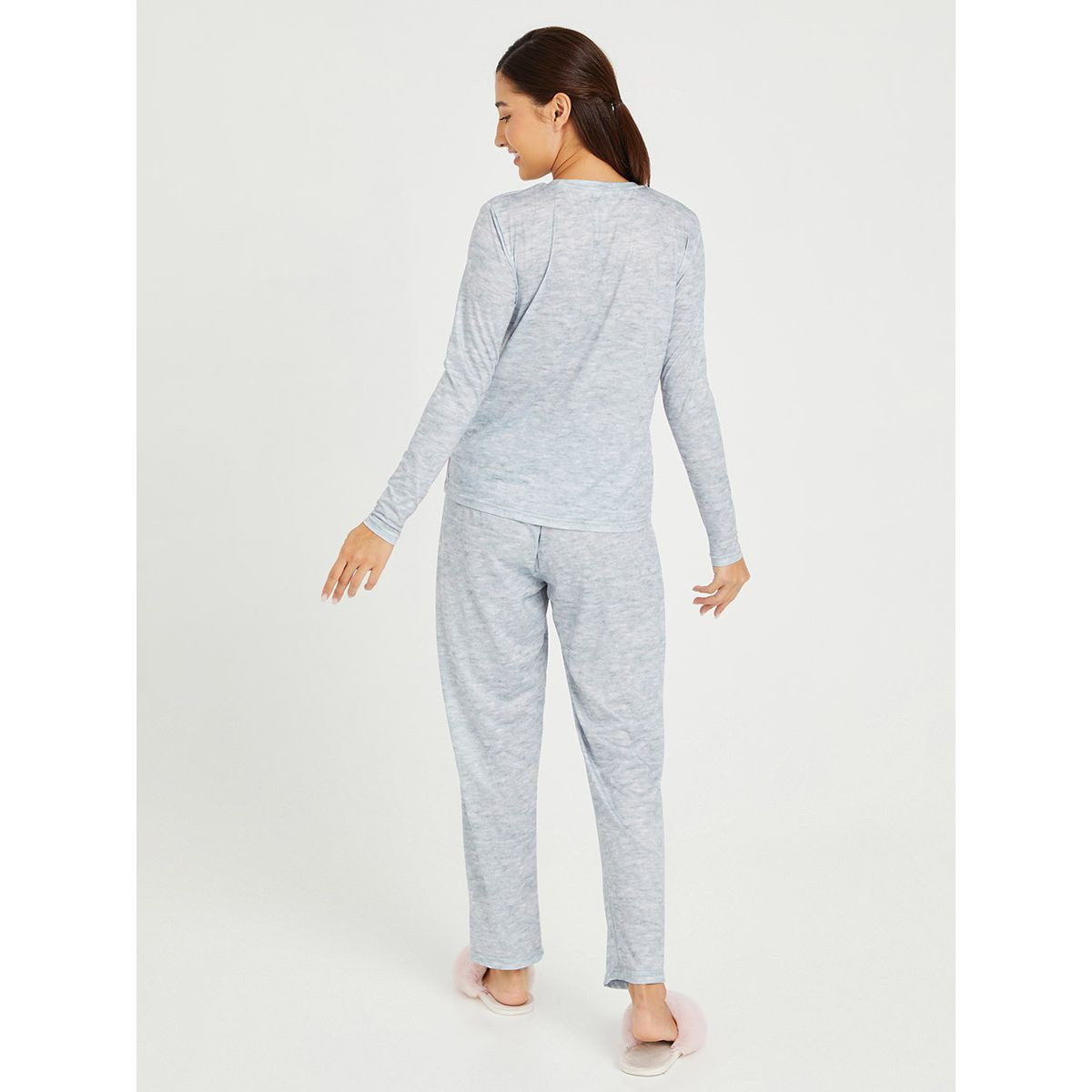 Styli Colorblock Long Sleeves T-shirt and 98 Placement Print Pyjama Set-women-clothing-nightwear-pyjamas-longsets-image-5