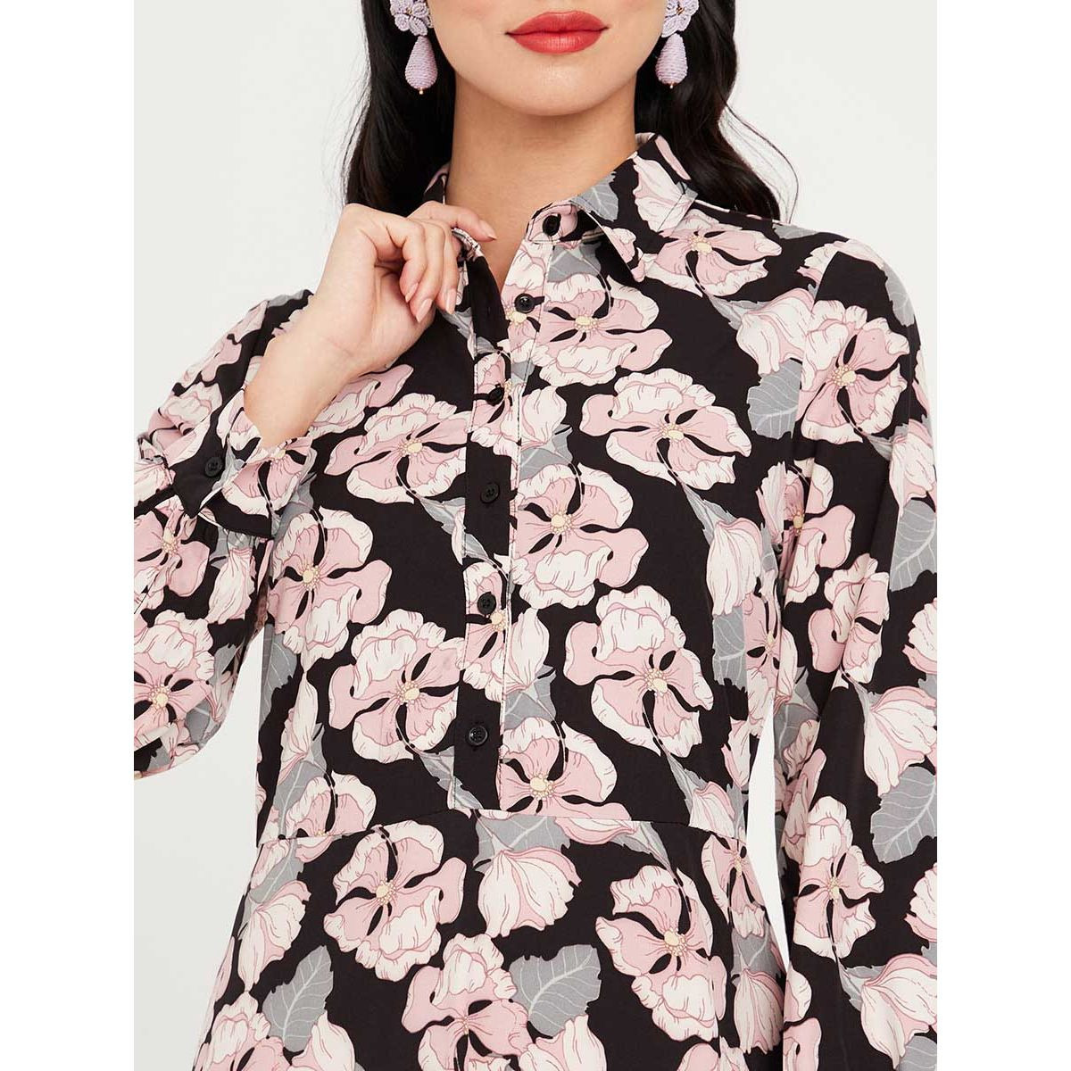Styli Long Sleeves Floral Print A-Line Maxi Dress with Button Closure-women-clothing-dresses-image-3