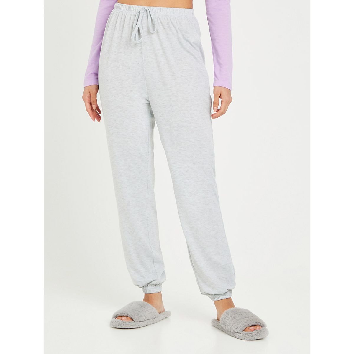Styli Ruffle Shoulder Slogan Print Long Sleeves T-shirt and Cuff Pyjama Set-women-clothing-nightwear-pyjamas-longsets-image-4
