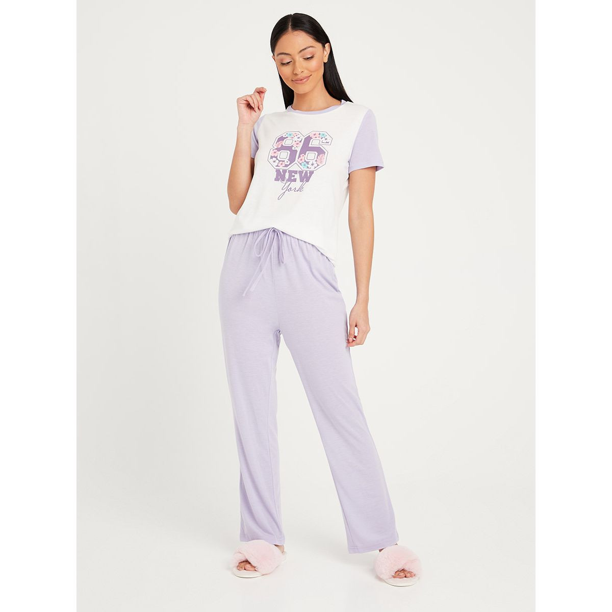 طقم بيجاما من ( تيشيرت + بنطال ) من ستايلي-women-clothing-nightwear-pyjamas-longsets-image-2