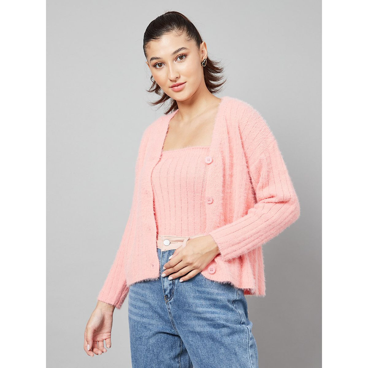 طقم من 2 ( كارديغان + بلوزة ) من ستايلي-women-winterwear-cardigansandjumpers-cardigans-image-1