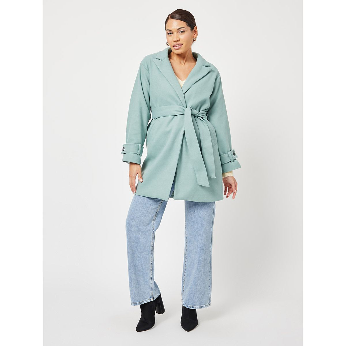 Styli Longline Wool Like Coat with Self Tie Belt-women-winterwear-coatsandjackets-jackets-image-2
