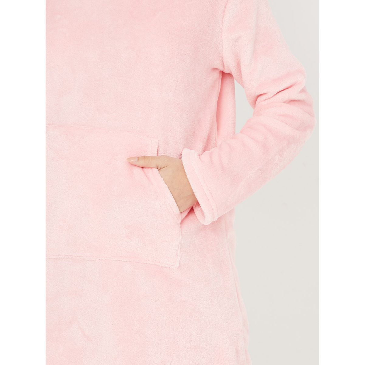 Styli Supersoft Fleece Hooded Pocket Detail Nightdress-women-clothing-nightwear-nighties-image-3