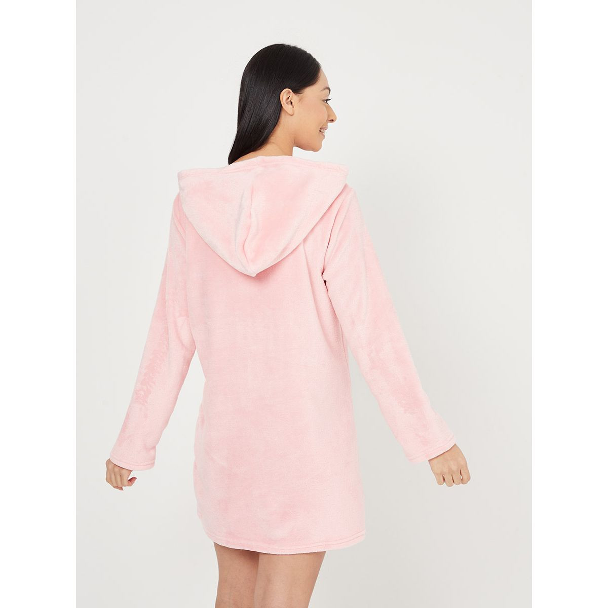 Styli Supersoft Fleece Hooded Pocket Detail Nightdress-women-clothing-nightwear-nighties-image-4