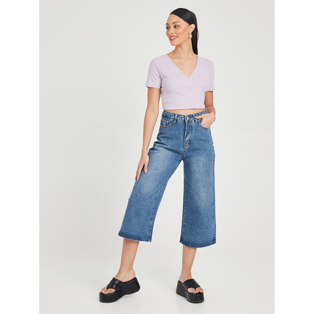 Styli High Waist Wide Leg Cropped Jeans-women-clothing-bottoms-jeans-image-2