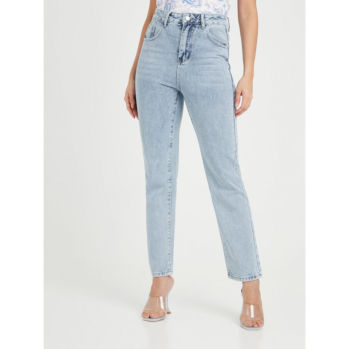 Styli Mid Rise Straight Leg Jeans with Pocket and Belt Loops-women-clothing-bottoms-jeans-image-1