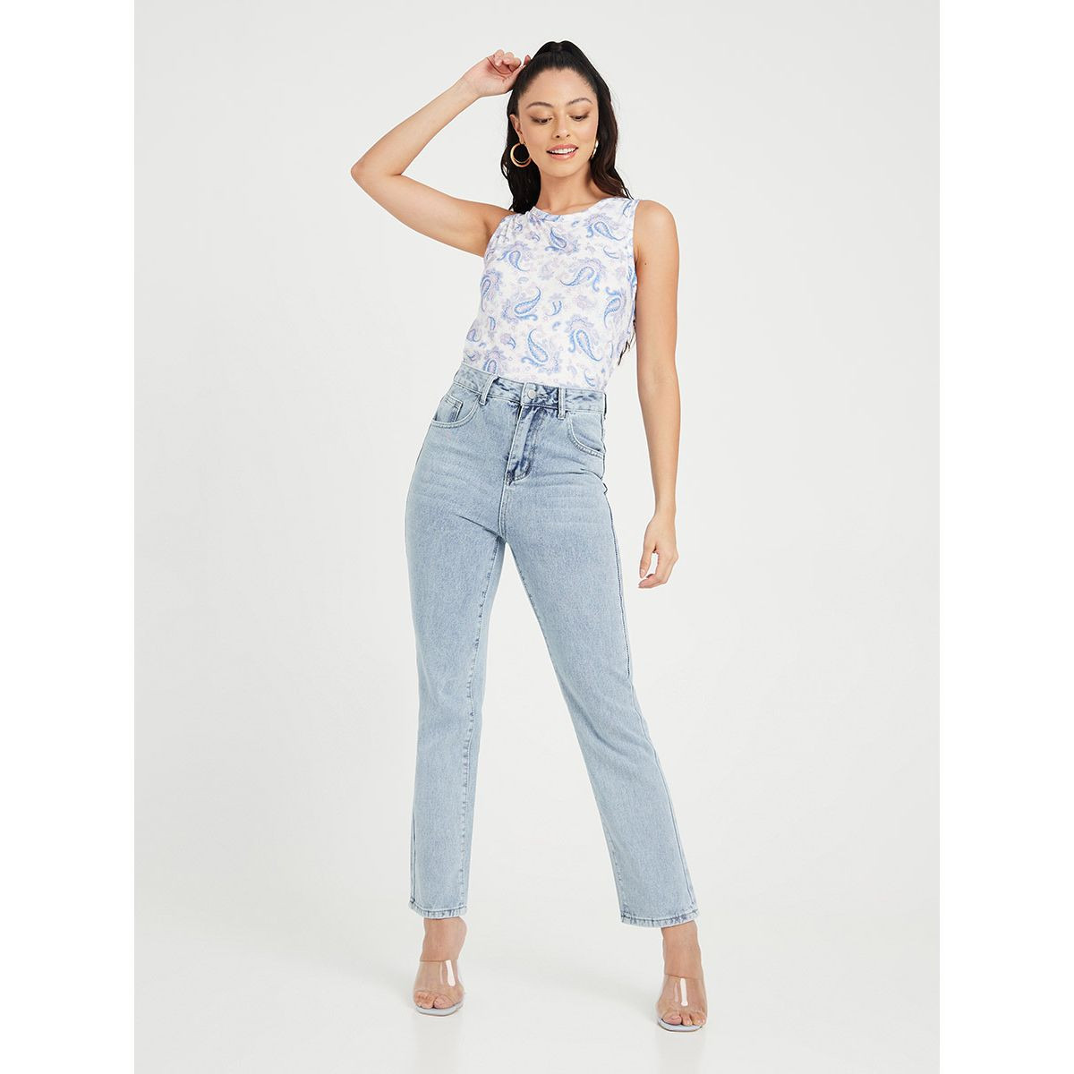 Styli Mid Rise Straight Leg Jeans with Pocket and Belt Loops-women-clothing-bottoms-jeans-image-2