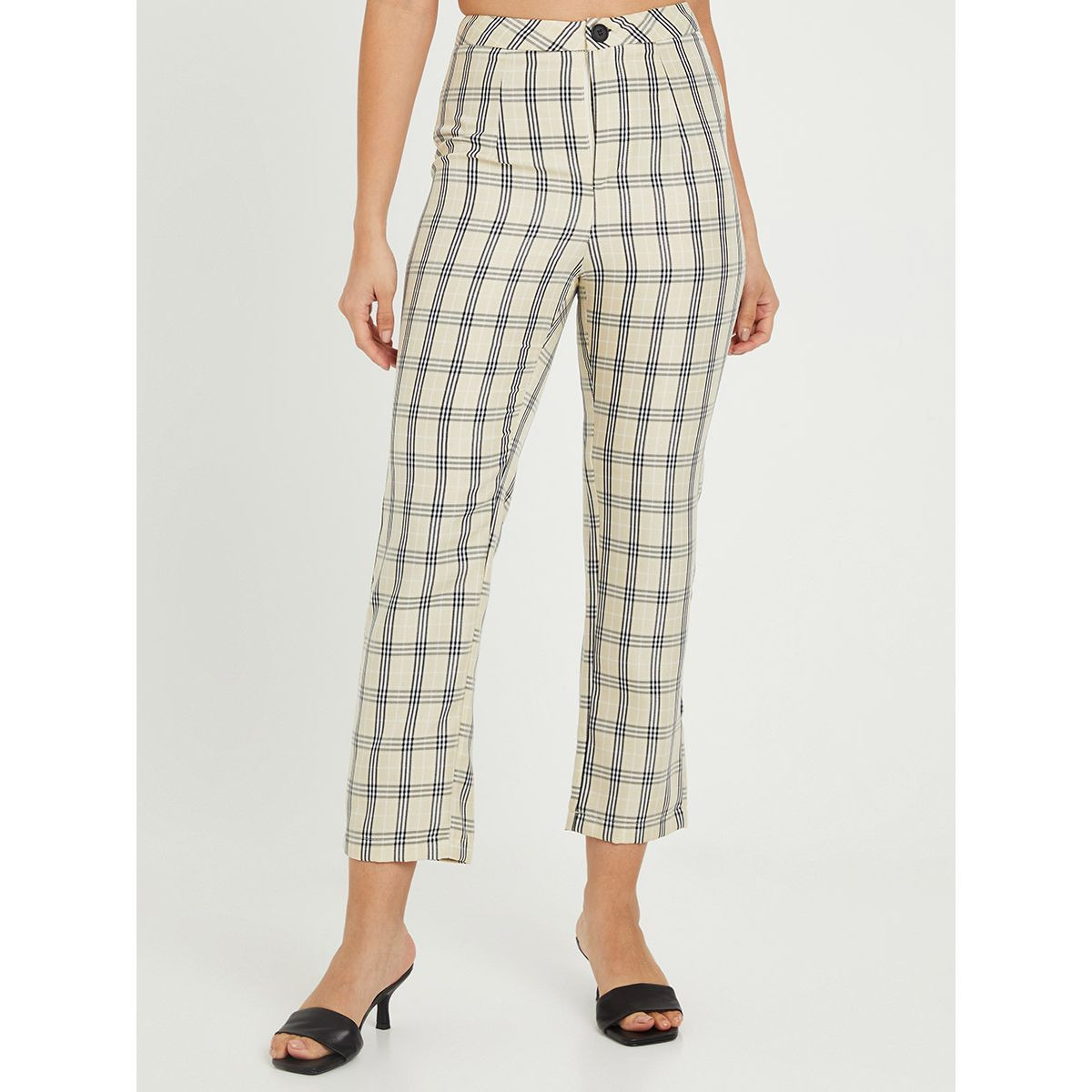 Styli Plaid Checked Slim Fit Woven Trouser-women-clothing-bottoms-trousers-image-1