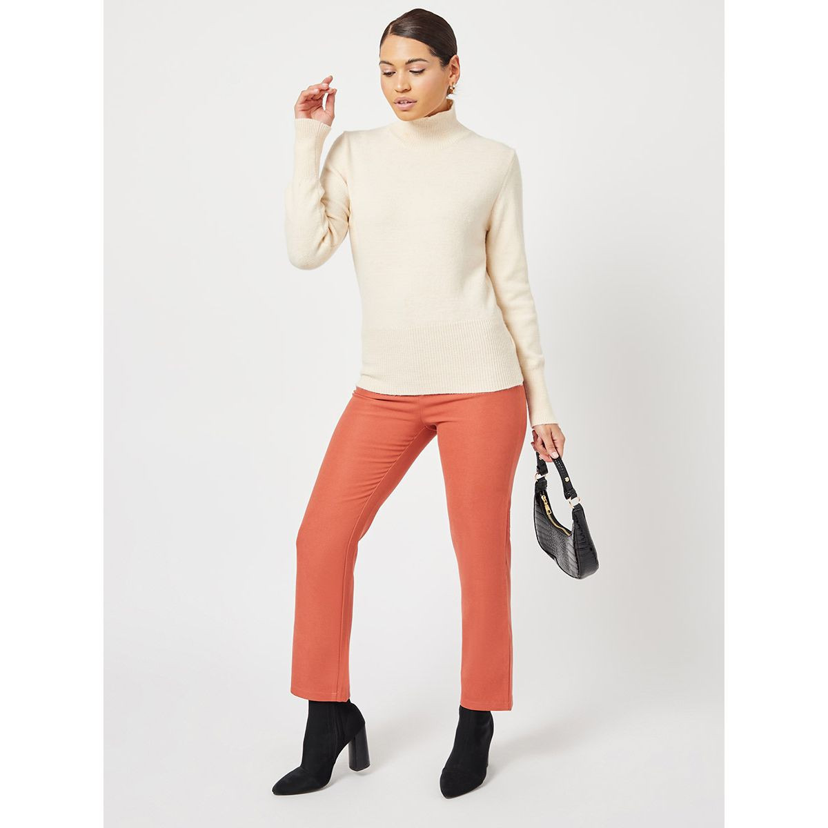 Styli Slim Fit Woven Trouser with Pockets and Belt Loops-women-clothing-bottoms-trousers-image-2